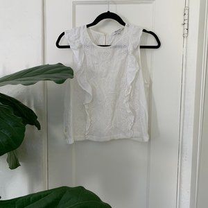 SOLD - Eyelet Bellflower Ruffle Top